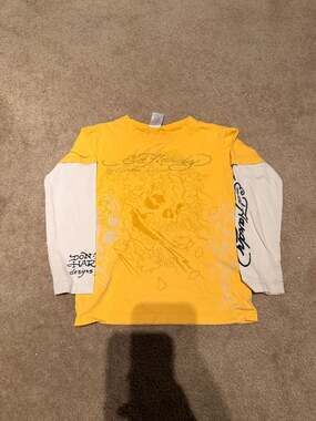 Kids size 5-6 Ed Hardy Y2K Graphic Long Sleeve Layered Shirt
